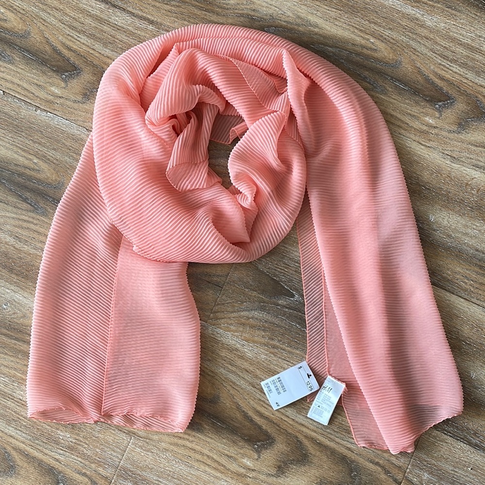 H&M Ribbed Peach Scarf Shawl Wrap NWT